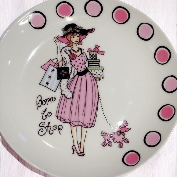 Dessert Plates Girlfriend Diva Chic Shopping Tea Party 9” Santa’s Workbench EUC - Picture 8 of 12